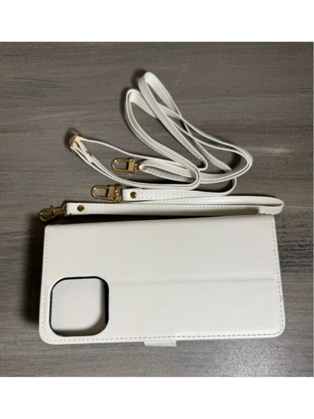NIBWhite wallet Case iPhone 16 Pro 6.3” Zipper Card Holder Shoulder Strap Xbody